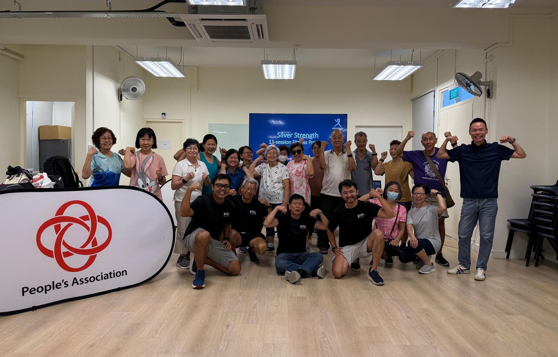 Silver Strength participants and IFPA volunteer trainers together at a community session